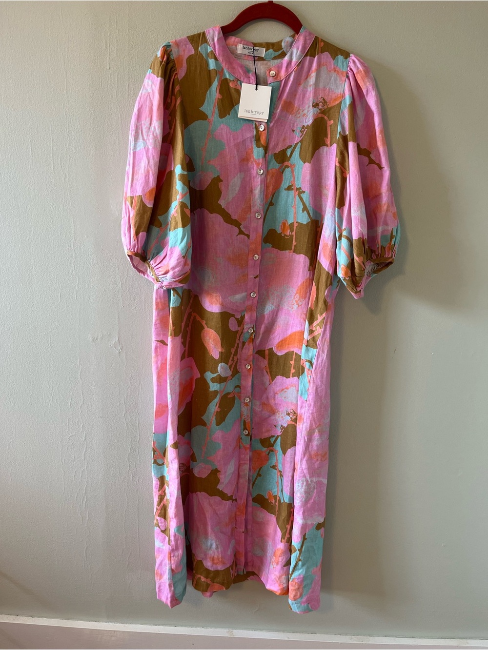 LANHTROPY BUBBLE LINEN DRESS-AQUARELA